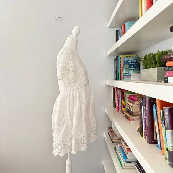 Spell White Embroidered Lace Mini Dress Medium - Picture 8 of 16